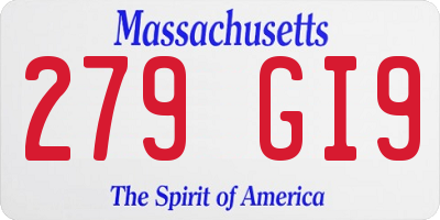 MA license plate 279GI9