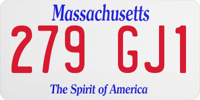 MA license plate 279GJ1