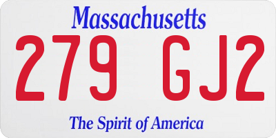 MA license plate 279GJ2