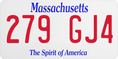 MA license plate 279GJ4