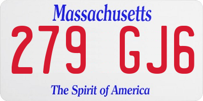 MA license plate 279GJ6