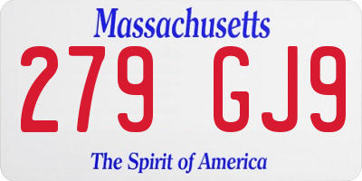 MA license plate 279GJ9