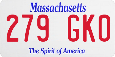 MA license plate 279GK0