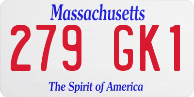 MA license plate 279GK1