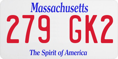 MA license plate 279GK2
