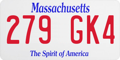 MA license plate 279GK4
