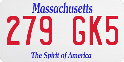 MA license plate 279GK5