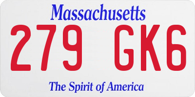 MA license plate 279GK6