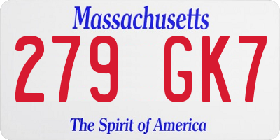 MA license plate 279GK7