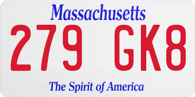MA license plate 279GK8