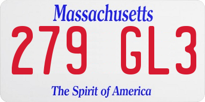 MA license plate 279GL3