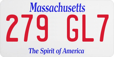 MA license plate 279GL7