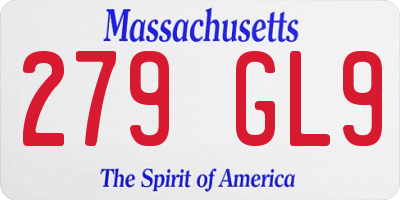 MA license plate 279GL9