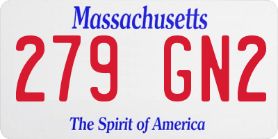 MA license plate 279GN2