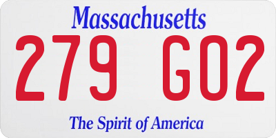 MA license plate 279GO2