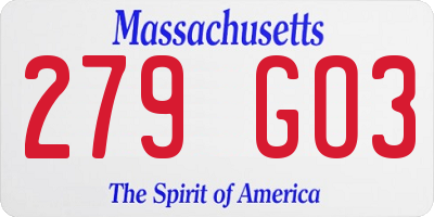 MA license plate 279GO3