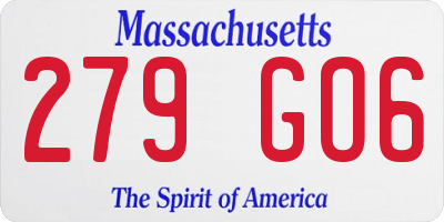 MA license plate 279GO6
