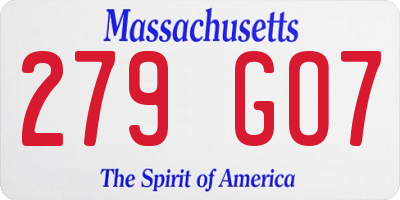 MA license plate 279GO7