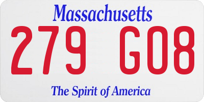 MA license plate 279GO8