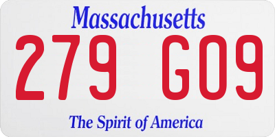 MA license plate 279GO9