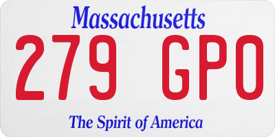 MA license plate 279GP0