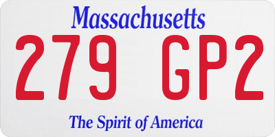MA license plate 279GP2