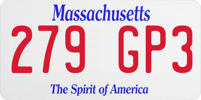 MA license plate 279GP3