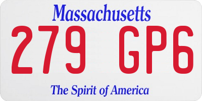 MA license plate 279GP6
