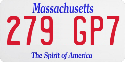 MA license plate 279GP7