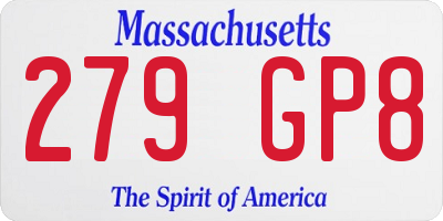 MA license plate 279GP8