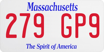 MA license plate 279GP9