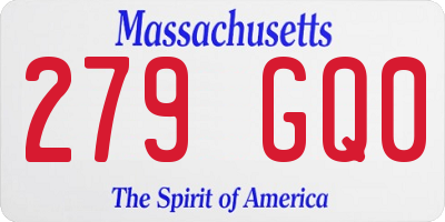MA license plate 279GQ0