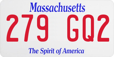 MA license plate 279GQ2