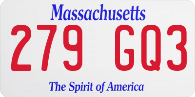 MA license plate 279GQ3