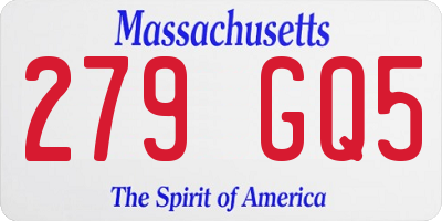 MA license plate 279GQ5