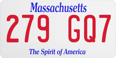 MA license plate 279GQ7