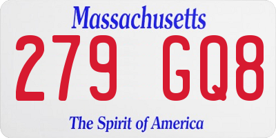 MA license plate 279GQ8