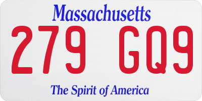 MA license plate 279GQ9