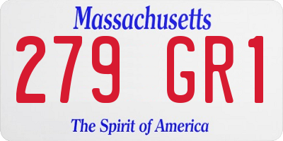 MA license plate 279GR1