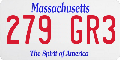 MA license plate 279GR3