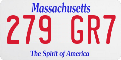 MA license plate 279GR7