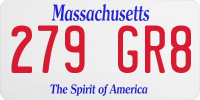MA license plate 279GR8