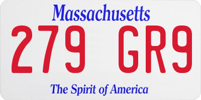 MA license plate 279GR9