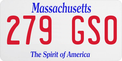 MA license plate 279GS0