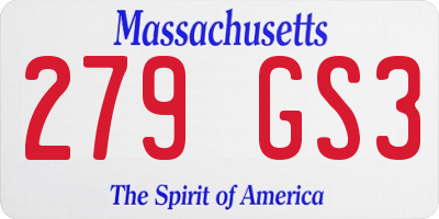 MA license plate 279GS3