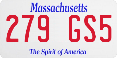 MA license plate 279GS5