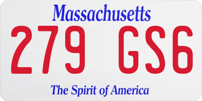 MA license plate 279GS6