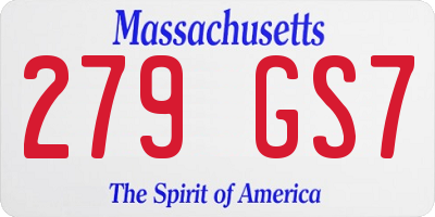 MA license plate 279GS7