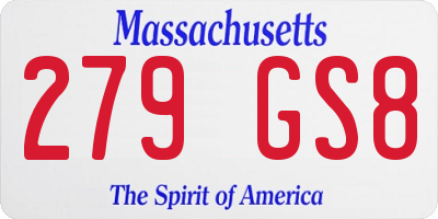 MA license plate 279GS8