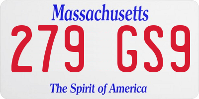 MA license plate 279GS9